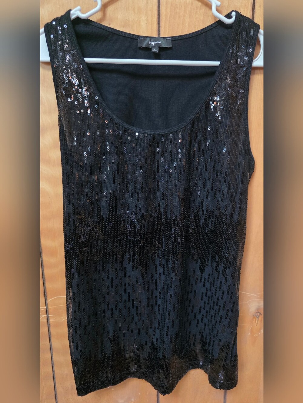 Express Black Sequin Tank Top- Size Large